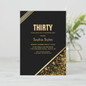 Decoratief Gold Border Black 30th Birthday Party Kaart (Staand voorkant)