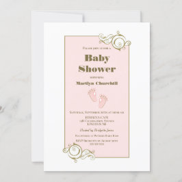 Decoratief Gold Border Roze Baby shower Kaart