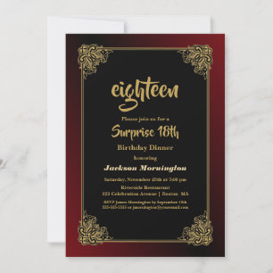 Decoratief Gold Border Surprise 18th Birthday Kaart