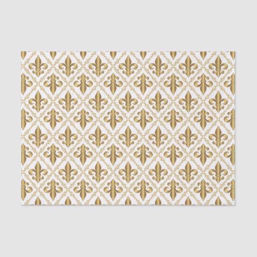 Decoratief Gold Fleur-de-Lis-patroon Tissuepapier (Voorkant)