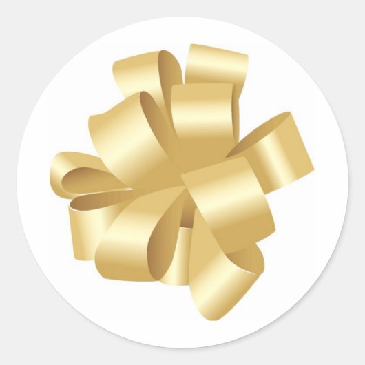 Decoratief Gold Pulled Ribbon Bow Ronde Sticker (Voorkant)