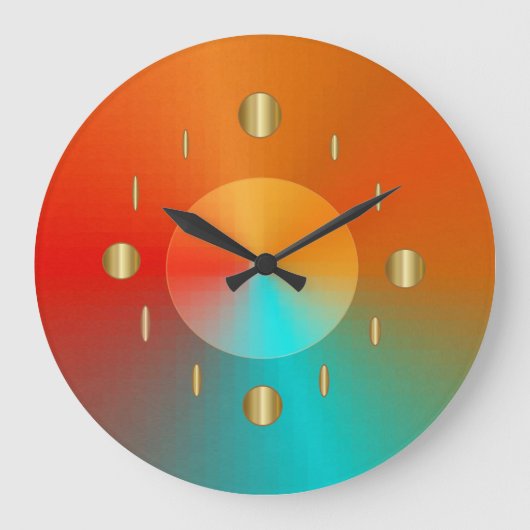 Decoratief Gold Red Aqua Green > Trendy Wall Clock Grote Klok (Voorkant)