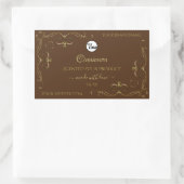 Decoratief Gold Scrollwork Corners op Brown Logo Rechthoekige Sticker (Tas)