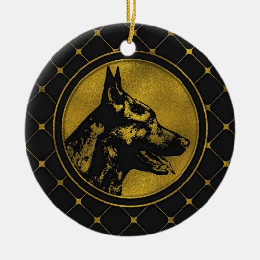Decoratief Golden Dutch Shepherd Design Keramisch Ornament (Voorkant)