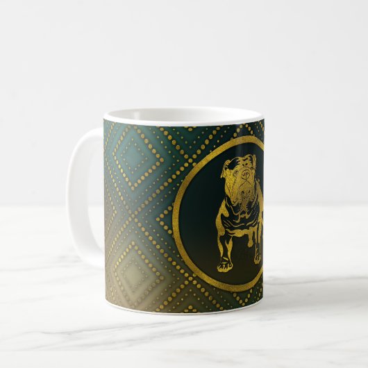 Decoratief Golden Embossed - English Bulldog Koffiemok (Voorkant links)