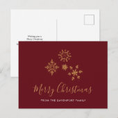 Decoratief Golden Snowflakes kerst Briefkaart (Voorkant / Achterkant)