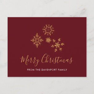 Decoratief Golden Snowflakes kerst Briefkaart