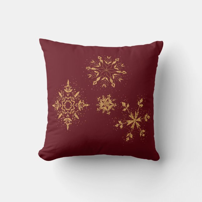 Decoratief Golden Snowflakes kerst Kussen (Voorkant)