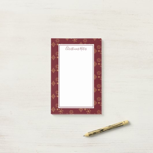 Decoratief Golden Snowflakes kerst Post-it® Notes (Op bureau)