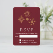 Decoratief Golden Snowflakes kerst RSVP (Staand voorkant)