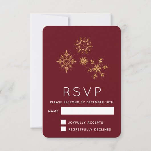Decoratief Golden Snowflakes kerst RSVP (Voorkant)