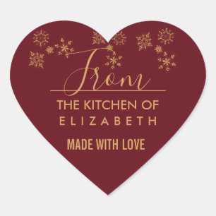 Decoratief Golden Snowflakes kerstaking Hart Sticker