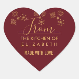 Decoratief Golden Snowflakes kerstaking Hart Sticker