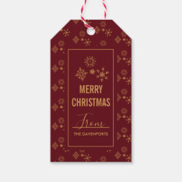 Decoratief Golden Snowflakes Merry kerst Cadeaulabel