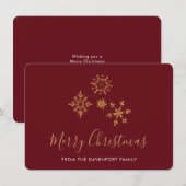 Decoratief Golden Snowflakes Merry kerst Feestdagenkaart (Voorkant / Achterkant)