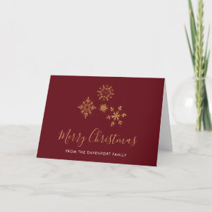 Decoratief Golden Snowflakes Merry kerst Kaart