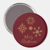 Decoratief Golden Snowflakes Merry kerst Magneet (Voorkant / Achterkant)