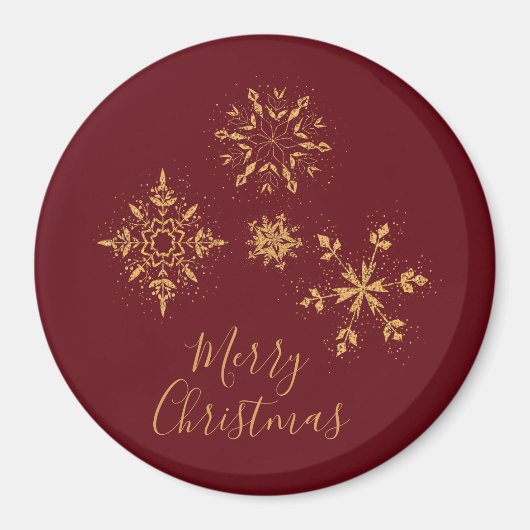 Decoratief Golden Snowflakes Merry kerst Magneet (Voorkant)