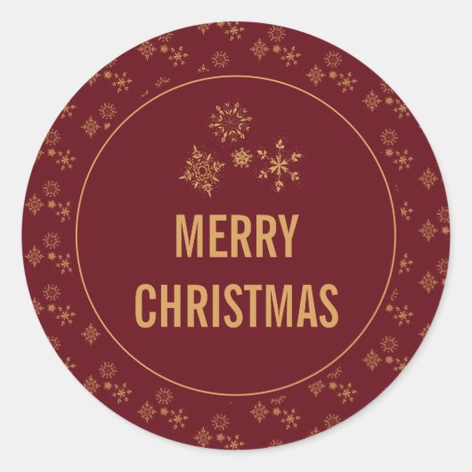 Decoratief Golden Snowflakes Merry kerst Ronde Sticker (Voorkant)