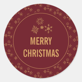Decoratief Golden Snowflakes Merry kerst Ronde Sticker