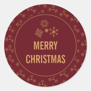 Decoratief Golden Snowflakes Merry kerst Ronde Sticker