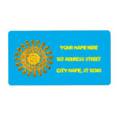 Decoratief golden sun symbol.Personaliseer Etiket (Voorkant)
