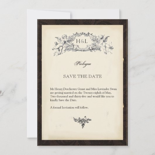 Decoratief gotisch  boek save the date (Voorkant)