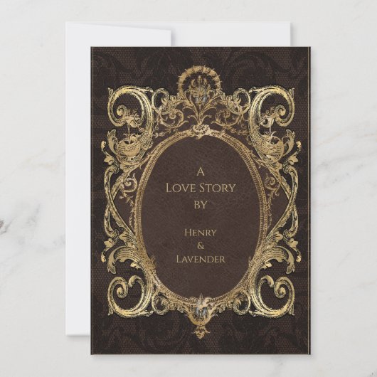 Decoratief gotisch boek save the date (Achterkant)