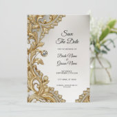 Decoratief goud Bewaar de datum Save The Date (Staand voorkant)