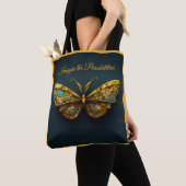  decoratief goud Blauwgroen groene vlinder Tote Bag (Dichtbij)