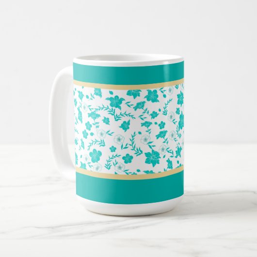 Decoratief Goud Bloemen Witte Thee Koffie Mok (Voorkant links)