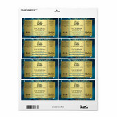 Decoratief goud en blauw gezichtsserum etiket (Full Sheet)