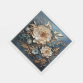 Decoratief goud en blauwgroen blauw bloemontwerp servet (Hoek)