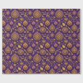 Decoratief goud geschetst kerst ornamenten cadeaupapier (Vlak)