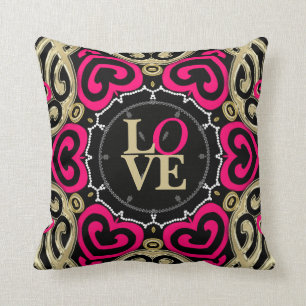 Decoratief goud & hot-roze love Pillow Kussen