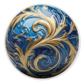 Decoratief Goud Koninklijk Blauw  Emaille Keramische Knop (Voorkant)