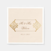  Decoratief Goud Ornament Monogram Bruiloft Servet (Voorkant)