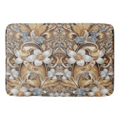 Decoratief Goud Wit Bloemen Badmat (Voorkant)