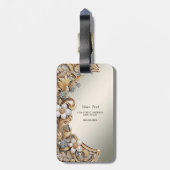 Decoratief Goud Wit Bloemen Bagagelabel (Achterkant verticaal)