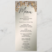 Decoratief Goud Wit Bloemen Bruiloft Menu (Voorkant)
