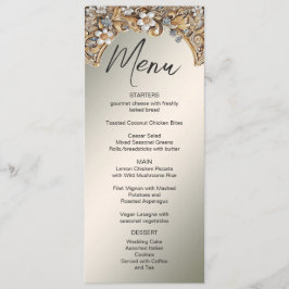 Decoratief Goud Wit Bloemen Bruiloft Menu