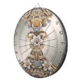 Decoratief Goud Wit Bloemen Dartboard Dartbord (Voorkant Rechts)