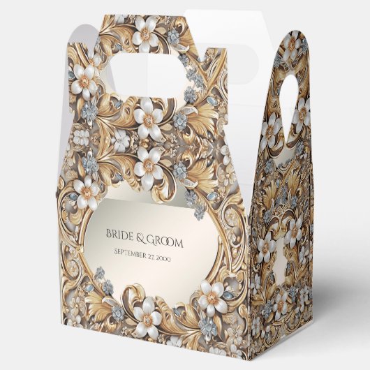 Decoratief Goud Wit Bloemen Favoriet Box Bedankdoosjes (Geopend)