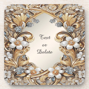 Decoratief Goud Wit Bloemen Hard plastiek onderzet Bier Onderzetter