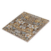 Decoratief Goud Wit Bloemen Keramische Tegel Tegeltje (Zijkant)