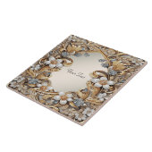 Decoratief Goud Wit Bloemen Keramische Tegel Tegeltje (Zijkant)