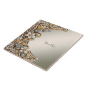 Decoratief Goud Wit Bloemen Keramische Tegel Tegeltje (Zijkant)