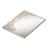 Decoratief Goud Wit Bloemen Notitieblok (Linkerzijde)