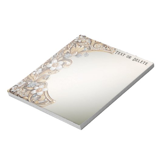 Decoratief Goud Wit Bloemen Notitieblok (Linkerzijde)