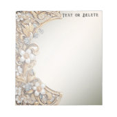 Decoratief Goud Wit Bloemen Notitieblok (Voorkant)